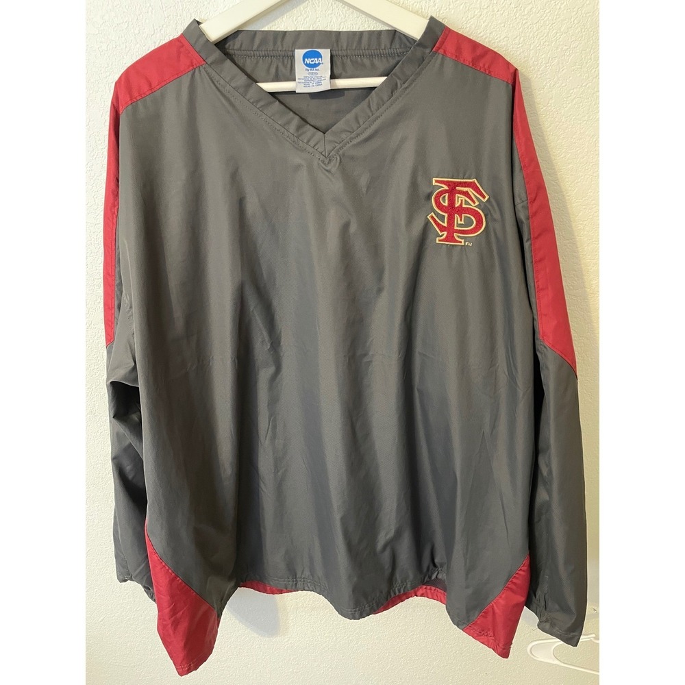 Florida State Seminoles Mens NCAA Pullover Windbreaker Jacket‎ Gray Red XL